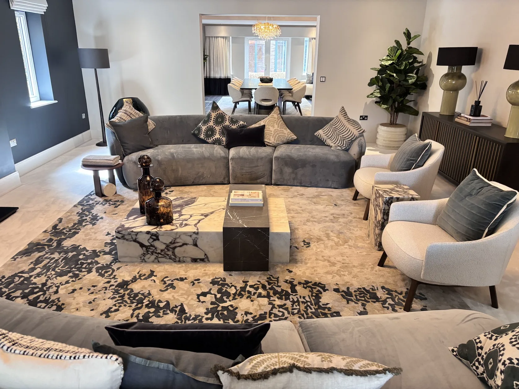 Blush and dark marble selected for the Amara Residence