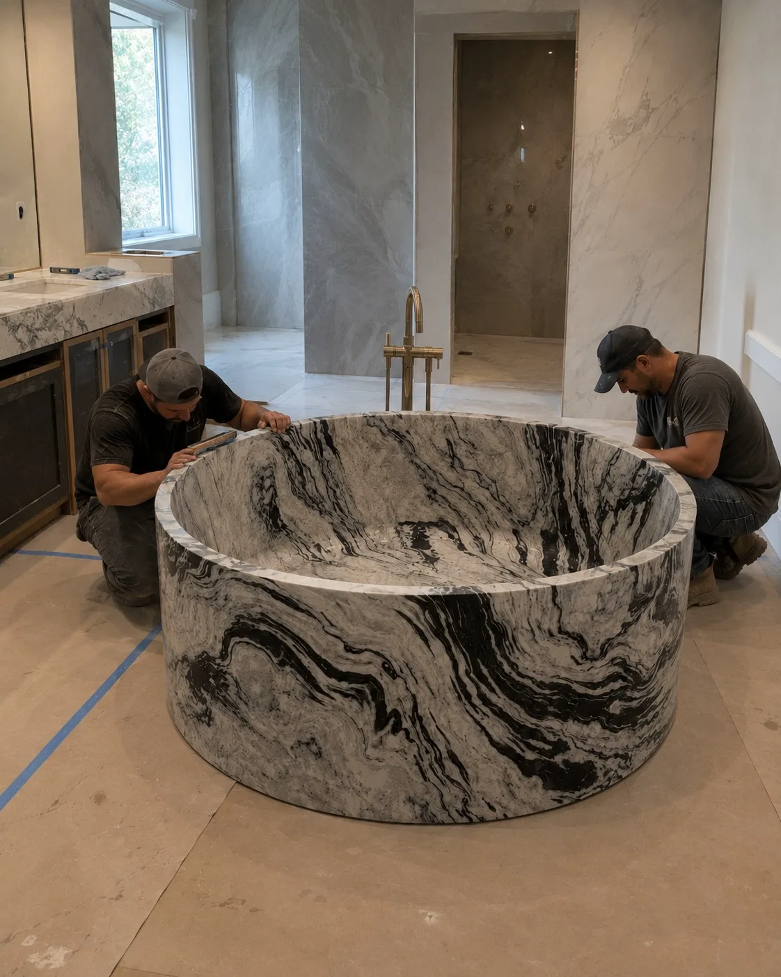 Sculptural Marble Bath