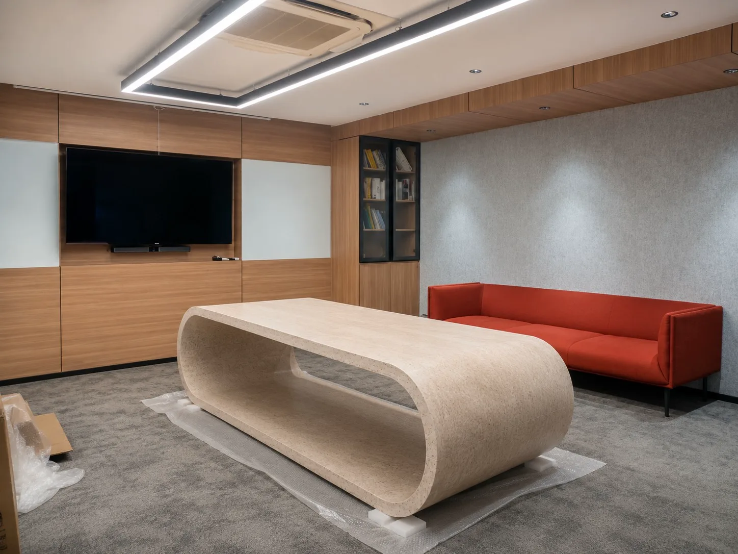 Sculptural Fossil Travertine Desk — Mumbai