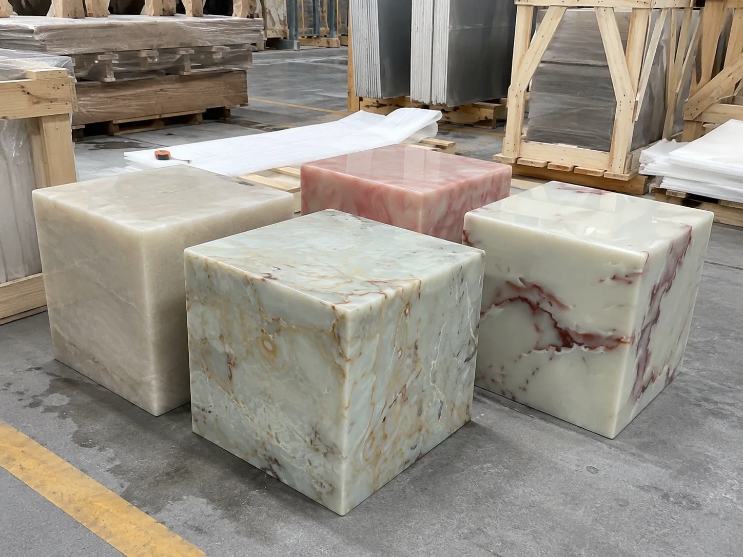 Four onyx blocks selected for River Island display plinths